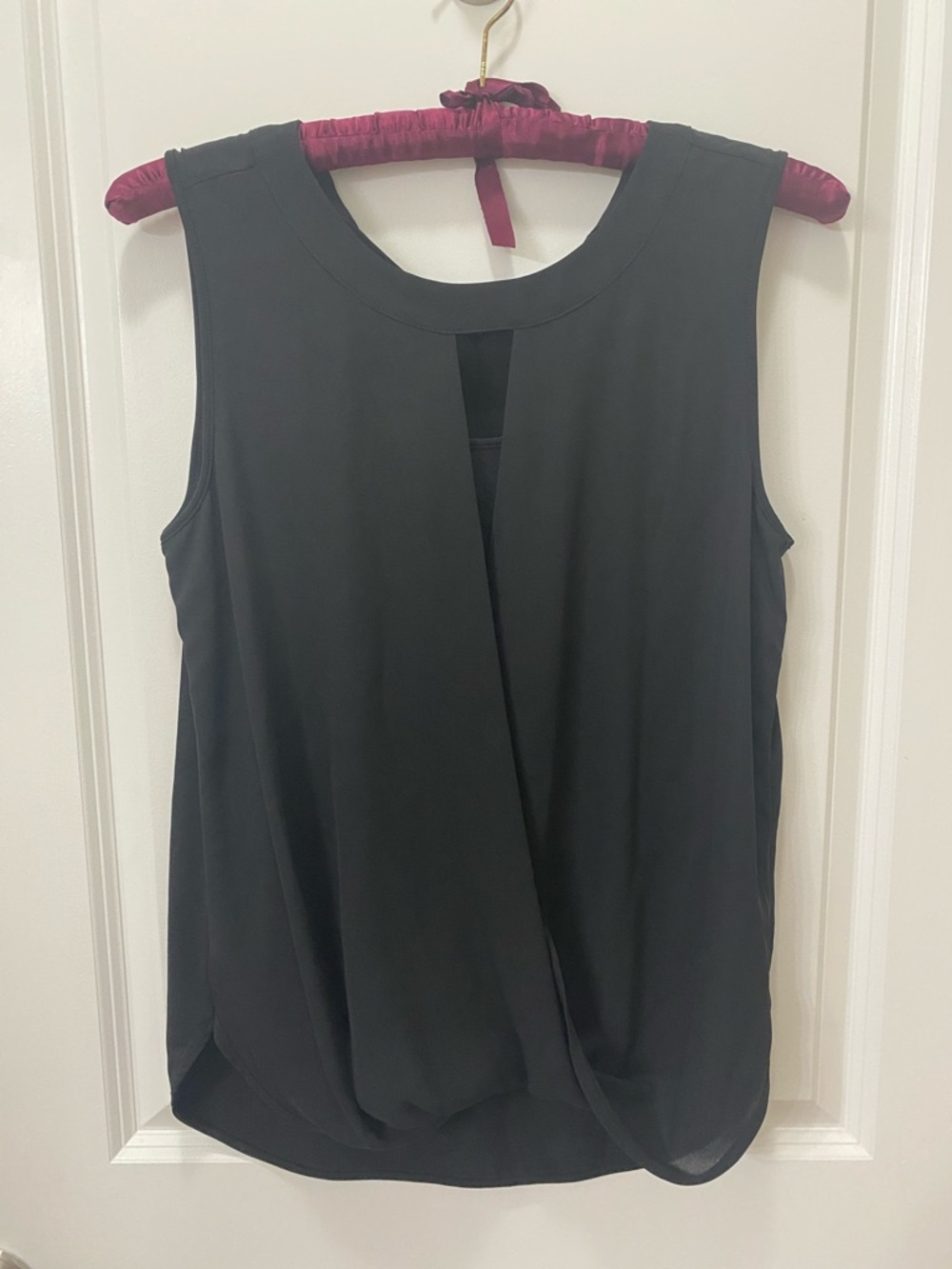 41 Hawthorn Black Draped Front Sleeveless Tank